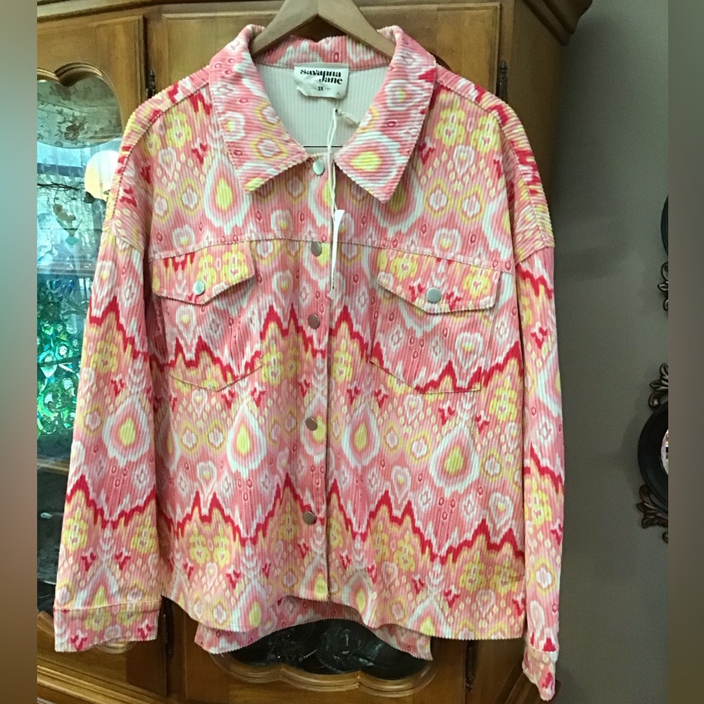 Savanna Jane Colorful Patterned Corduroy Jacket